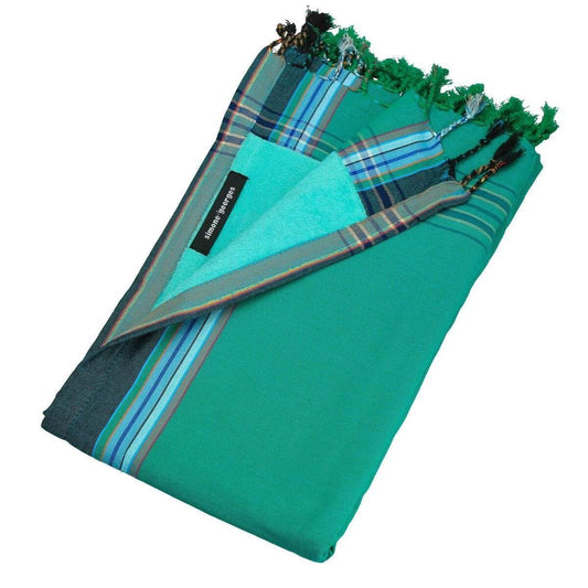 HomeRoots Outdoors Home Decor > Throws Turquoise / Cotton, Towel, Polyester 0.82" X 1.31" X 0.07" Ipanema Cotton, Polyester Kikoy-Towel