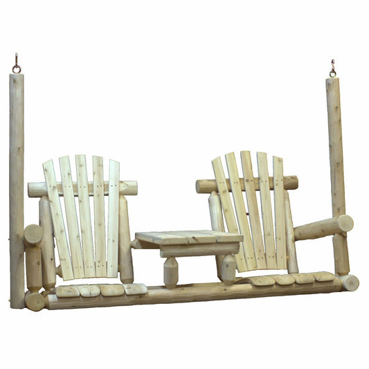 HomeRoots Outdoors Living Room > Seating Options > Chairs Natural / Wood 71" X 24" X 49" Natural Wood Tete-A-Tete Porch Swing