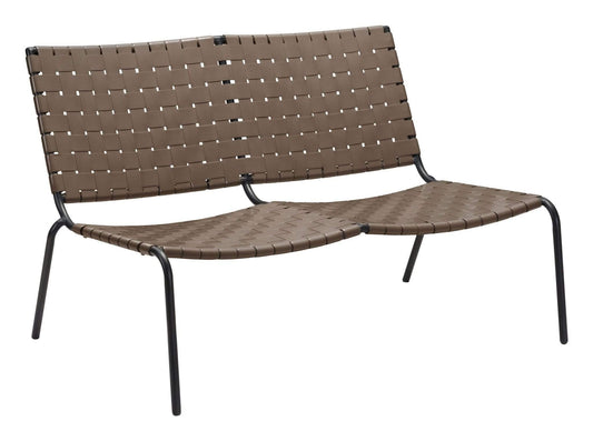 HomeRoots Outdoors Loveseats Espresso / PVC, Steel 49.8" x 35.8" x 31.5" Espresso, PVC, Steel, Loveseat