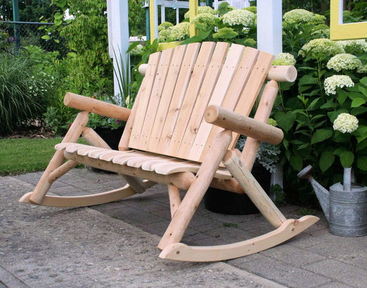 HomeRoots Outdoors Loveseats Natural / Wood 53" X 42" X 40" Natural Wood Rocking Loveseat