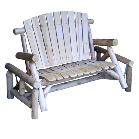 HomeRoots Outdoors Loveseats Natural / Wood 59" X 32" X 40" Natural Wood Loveseat Glider