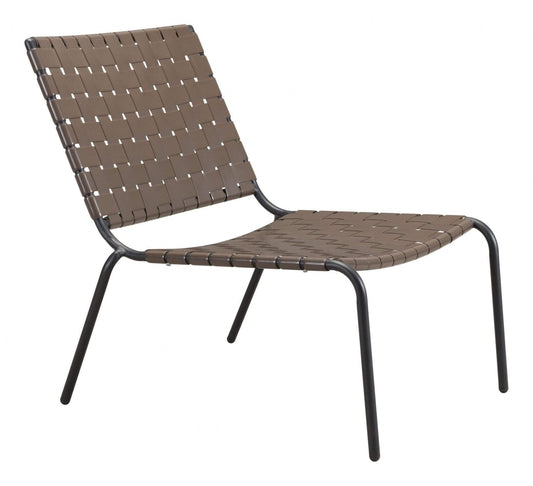 HomeRoots Outdoors Outdoor Chairs Espresso / PVC, Steel 26.4" x 35.8" x 31.5" Espresso, PVC, Steel, Lounge Chair