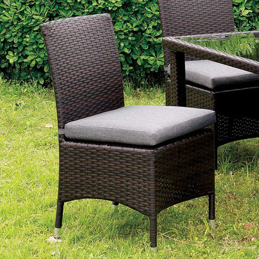 HomeRoots Outdoors Outdoor Chairs Gray / Aluminum, Fabric Contemporary Side Chair, Gray, Set Of 2