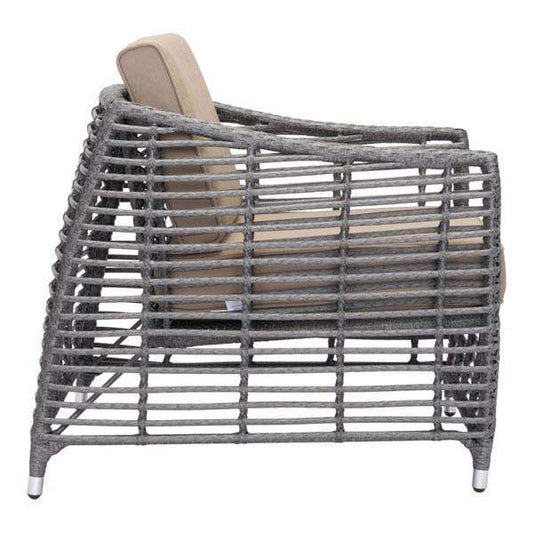 HomeRoots Outdoors Outdoor Chairs Gray & Beige / Synthetic Weave, Sunproof 31" X 34.5" X 30" Gray And Beige Beach Arm Chair
