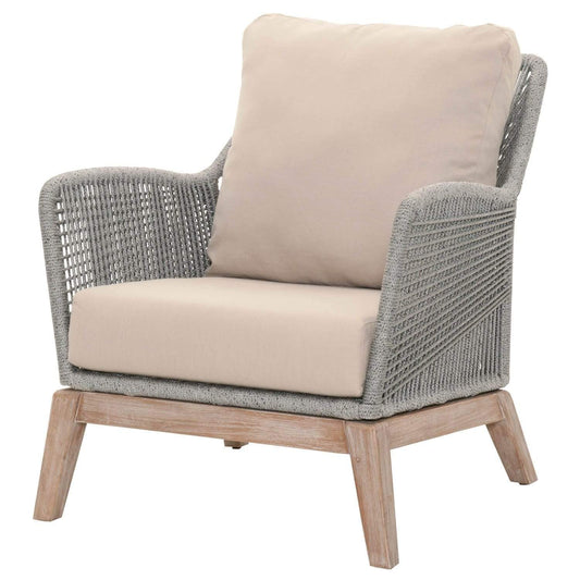 HomeRoots Outdoors Outdoor Chairs Gray / Wood, Aluminum and Wicker Wicker Loom Club Chair, Light Gray