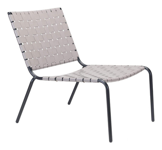 HomeRoots Outdoors Outdoor Chairs Light Gray / PVC, Steel 26.4" x 35.8" x 31.5" Light Gray, PVC, Steel, Lounge Chair