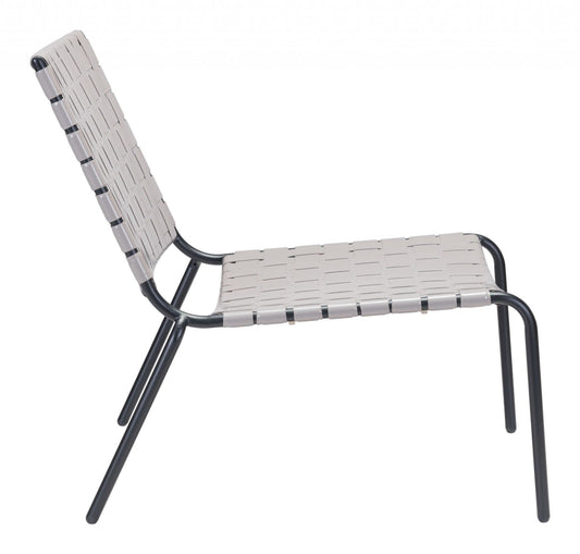 HomeRoots Outdoors Outdoor Chairs Light Gray / PVC, Steel 26.4" x 35.8" x 31.5" Light Gray, PVC, Steel, Lounge Chair