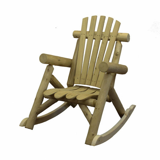 HomeRoots Outdoors Outdoor Chairs Natural / Wood 31" X 42" X 41" Natural Wood Rocking Chair