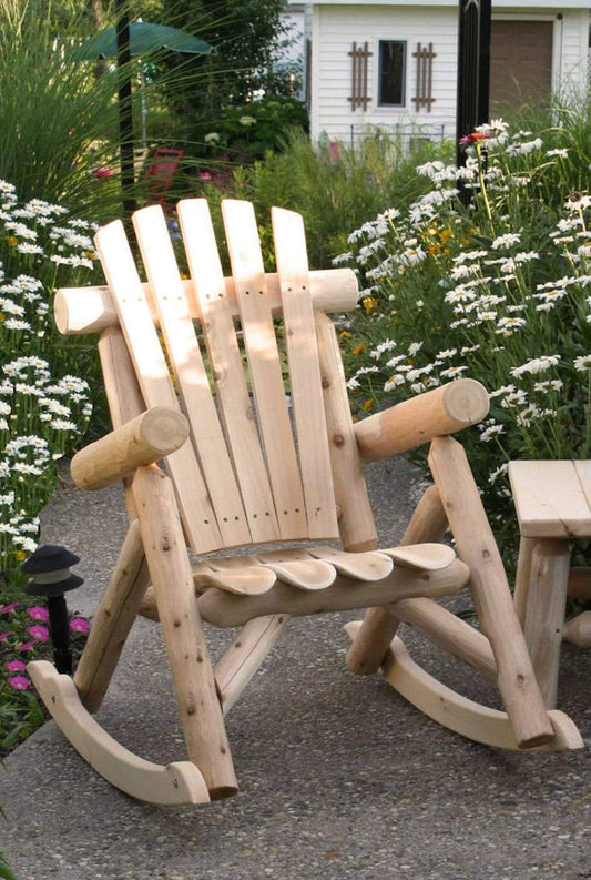 HomeRoots Outdoors Outdoor Chairs Natural / Wood 31" X 42" X 41" Natural Wood Rocking Chair