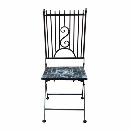 HomeRoots Outdoors Outdoor Chairs Silver, White / Mosaic/Metal Chic Mosaic/Metal Garden Chair, Brown