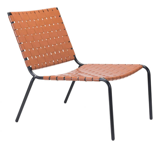 HomeRoots Outdoors Outdoor Chairs Tan / PVC, Steel 26.4" x 35.8" x 31.5" Tan, PVC, Steel, Lounge Chair