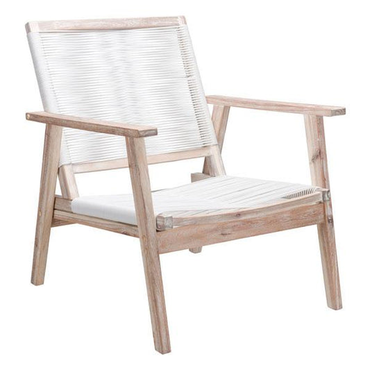 HomeRoots Outdoors Outdoor Chairs White Wash & White / Synthetic Weave 28.9" X 33.1" X 34.4" White W And White Arm Chair