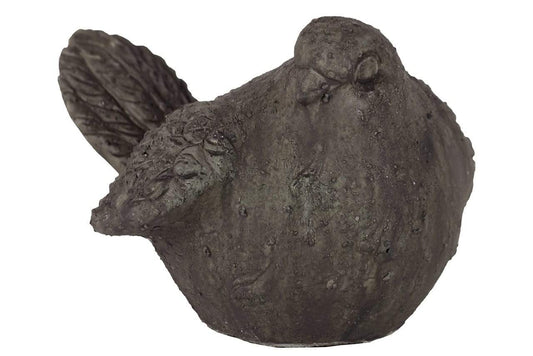 HomeRoots Outdoors Outdoor Decor Black / Cement Antique Style Cement Bird W/ Weathered Effec'S Black
