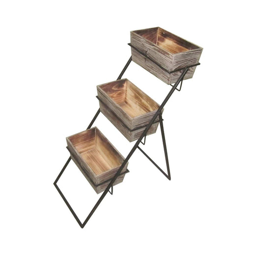 HomeRoots Outdoors Outdoor Decor Brown / Wood 1" x 11" x 20" Brown, Wood Planter - 3 Piece