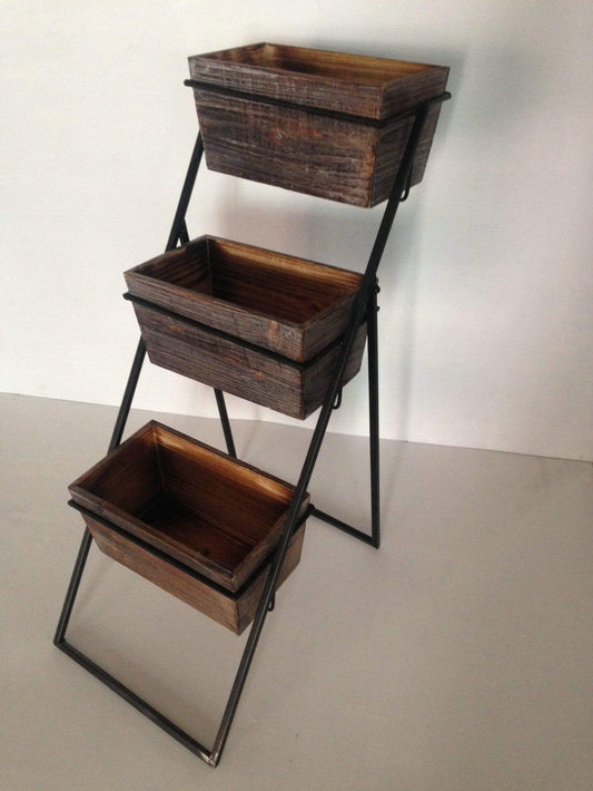 HomeRoots Outdoors Outdoor Decor Brown / Wood 1" x 11" x 20" Brown, Wood Planter - 3 Piece