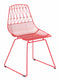 HomeRoots Outdoors Outdoor Dining Chairs Red / Steel 20.9" x 20.9" x 32.7" Red, Steel, Dining Chair - Set of 2