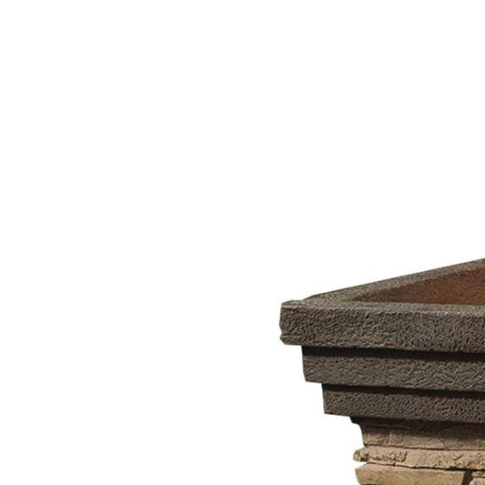 HomeRoots Outdoors Outdoor Furniture > Fire Pits Brown / MGO and Metal Square Outdoor Gas Fire Pit with Lava Rocks and Stone Cladding, Brown