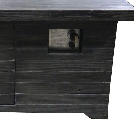 HomeRoots Outdoors Outdoor Furniture > Fire Pits Gray / MGO and Metal Rectangular Wood Look Gas Powered Fire Pit with Lava Rocks, Gray