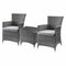 HomeRoots Outdoors Outdoor Furniture > Outdoor Furniture Set Gray Fabric and Wicker / Synthetic Wicker, Glass, 24" X 24" X 35" 3Pc Gray Fabric And Wicker Patio Bistro Set