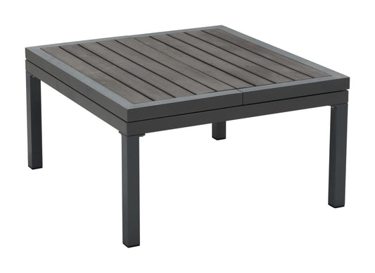 HomeRoots Outdoors Outdoor Furniture > Outdoor Tables Dark Gray / Polyresin & Powder Coated Aluminum 33.5" x 30.7" x 17.1" Dark Gray, Polyresin & Aluminum, Lift-Top Coffee