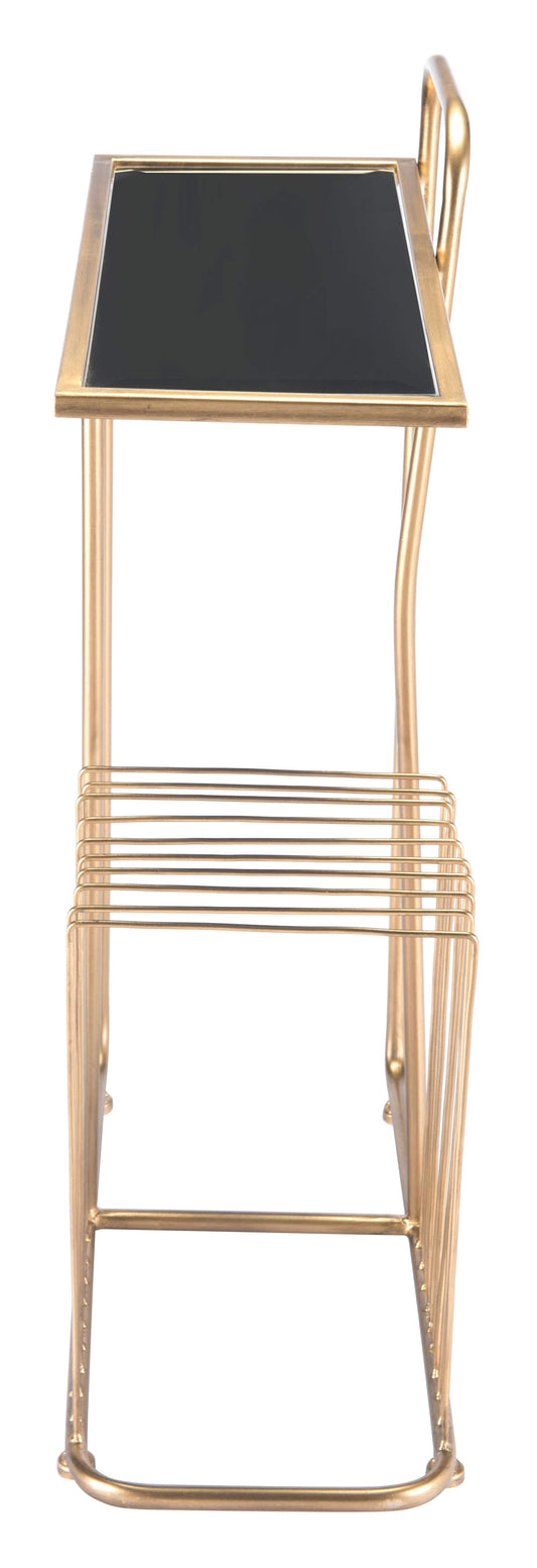 HomeRoots Outdoors Outdoor Furniture > Outdoor Tables Gold / Steel, Mirror 19.7" x 8.5" x 28.3" Gold, Steel, Mirror, Side Table