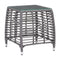 HomeRoots Outdoors Outdoor Furniture > Outdoor Tables Gray & Beige / Tempered Glass, Aluminum Frame, Synthetic Weave 20" x 20" x 22" Gray & Beige, Tempered Glass, Aluminum Frame, Synthetic Weave, Beach Side Table