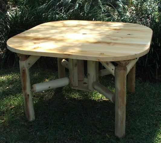 HomeRoots Outdoors Outdoor Furniture > Outdoor Tables Natural / Wood 47" X 47" X 30" Natural Wood Roundabout Table