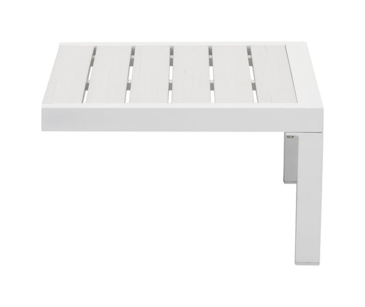 HomeRoots Outdoors Outdoor Furniture > Outdoor Tables White / Polyresin, Powder Coated Aluminum 28" x 18.1" x 10.2" White, Polyresin, Powder Coated Aluminum, Side Table
