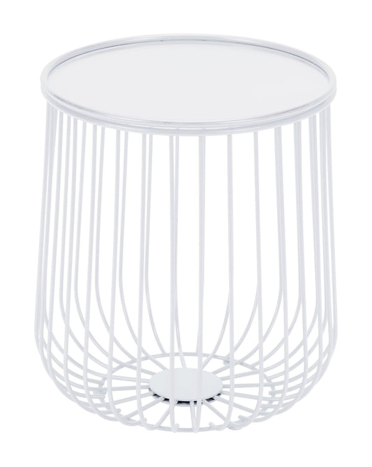 HomeRoots Outdoors Outdoor Furniture > Outdoor Tables White / Steel 14.4" x 14.4" x 16.1" White, Steel, Side Table