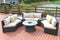 HomeRoots Outdoors Outdoor Sectional HomeRoots - 6 Piece Black Wicker Half Moon Outdoor Sectional Set With Ice Bucket Table