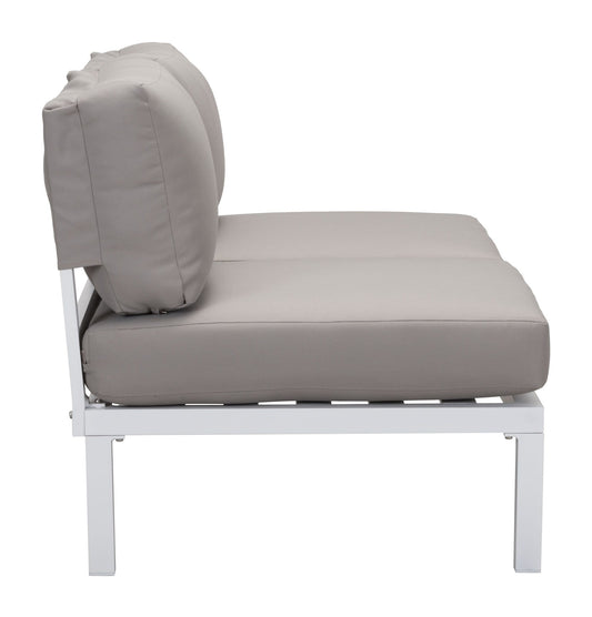 HomeRoots Outdoors Outdoor Sofa White & Gray / Sunproof Fabric, Polyresin, Powder Coated Aluminum 55.9" x 30.3" x 28.7" White & Gray, Polyresin, Powder Coated Aluminum, Loveseat