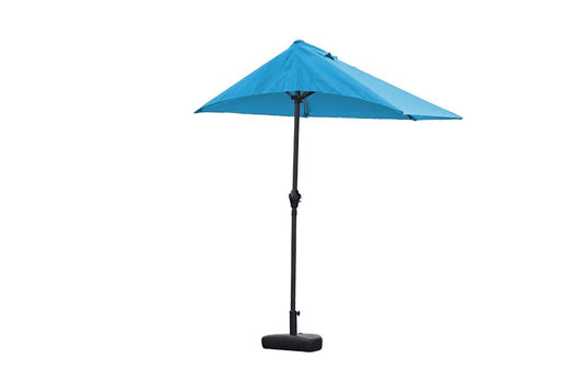 HomeRoots Outdoors Table Umbrellas Blue / Fabric 110" X 10" Blue iron Side Wall Umbrella