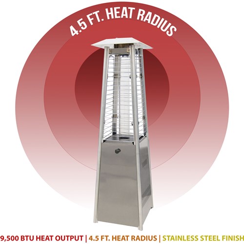 Hanover - Patio Heaters with Mini Pyramid Portable Table Top Patio Heater w/Square Base,Quartz tube - Stainless - HAN0201SS