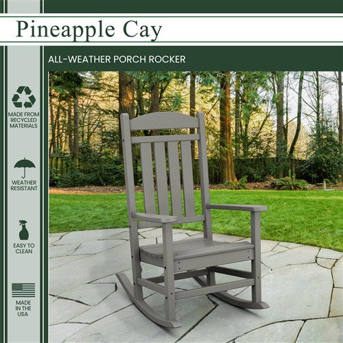 Hanover - Outdoor Chairs With Hanover All-Weather Pineapple Cay Porch Rocker - Grey - HVR100GY