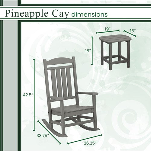 Hanover - Outdoor Chairs With Hanover All-Weather 2 Porch Rockers Set and Side Table - Grey - PINE3PC-GRY