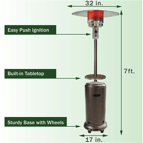 Hanover - Steel Umbrella patio heater, 7' tall, propane, 48,000 BTU - Patio Heaters - HAN002BRSSL