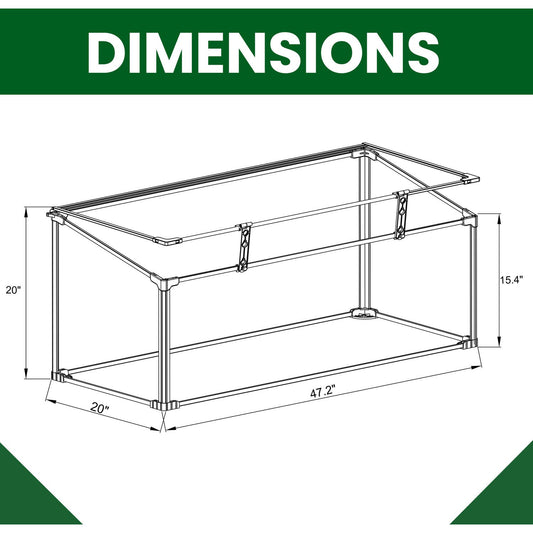 Hanover 47-In. Single Garden Bed Cold Frame Mini-Greenhouse Plant Protector - Lightweight and Portable