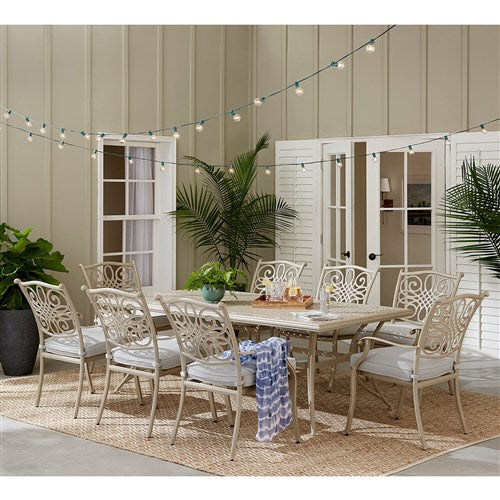 Hanover - Traditions 9-Piece Outdoor Dining Set With 8 Dining Chairs, 42"x84" Cast Table - Sand/Beige - TRADDNS9PC-BE