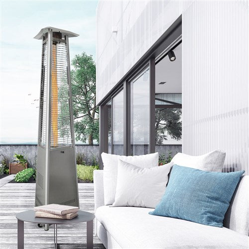 Hanover - Triangle Patio Heater, 7.5' Tall, Propane Flame Glass, 42,000 BTU - Patio Heaters - HANHT104SS