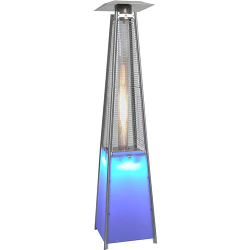 Hanover - Square Patio Heater, 7' Tall, Propane, LED Flame Glass, 42,000 BTU - Patio Heaters - HAN110SS