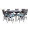 Hanover Montclair 9-piece High Dining | 8 Swivel Chairs | 60" Square High Table - Blue/Brown | MCLRDN9PCBRSW8-BLU