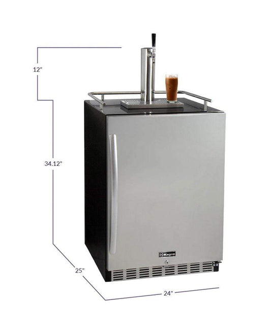 Kegco Beer Refrigeration 24" Wide Cold Brew Coffee Tap Black Commercial Built-In Right Hinge Kegerator