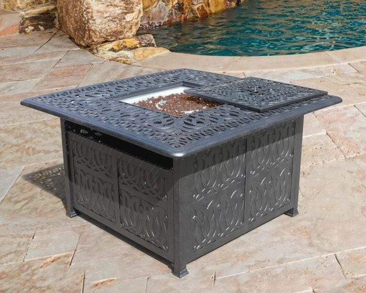 Lawton Casual Comfort Fire Pits 44" Square Fire Table w/15lb 1/2" Reflective Fire Glass and cover included