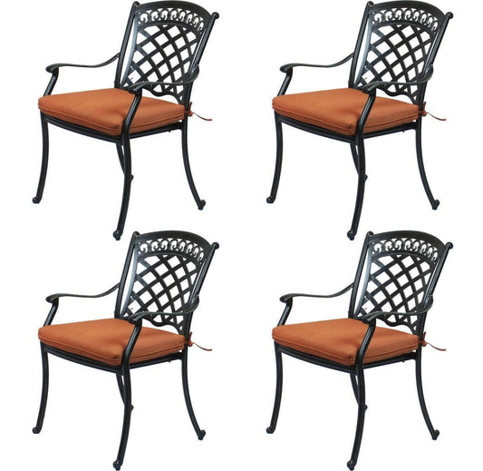 Lawton Casual Comfort Outdoor Dining Chairs Lawton Casual Comfort - Cast Aluminum Dining Chairs with Cushions (Set of 4)