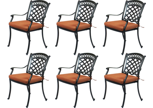 Lawton Casual Comfort Outdoor Dining Chairs Lawton Casual Comfort - Cast Aluminum Dining Chairs with Cushions (Set of 6)