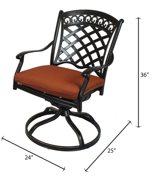 Lawton Casual Comfort Outdoor Dining Chairs Lawton Casual Comfort - Cast Aluminum Swivel Rocker Chairs with Cushions (Set of 2)
