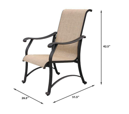 Lawton Casual Comfort Outdoor Dining Set Lawton Casual Comfort - Sling 5-Piece Cast Aluminum Dining Set with 48" Round Table, 4 Chairs