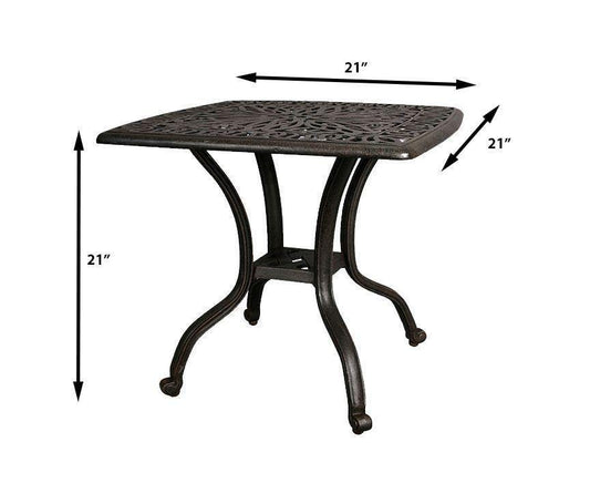 Lawton Casual Comfort Outdoor Dining Table Lawton Casual Comfort - 21" Cast Aluminum Square Accent Table Signature