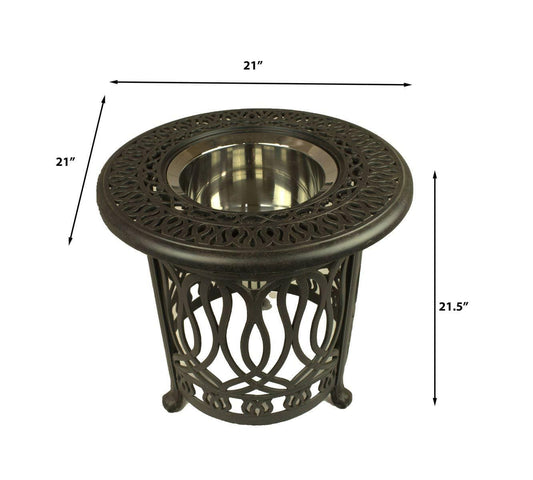 Lawton Casual Comfort Outdoor Dining Table Lawton Casual Comfort - 21" Round Multi-Purpose Accent Table Signature (W/ Ice Bucket Included)