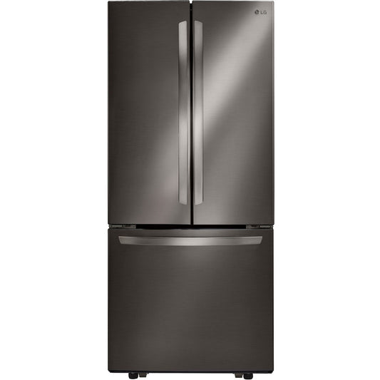 LG - 30 in. W 22 cu. ft. French Door Refrigerator with Ice Maker in Black Stainless Steel - LFCS22520D